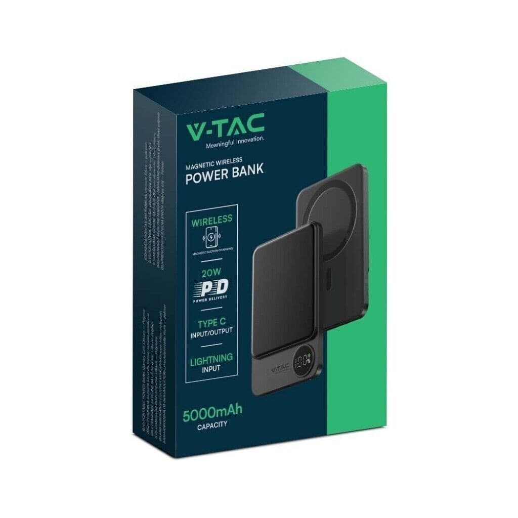 POWER BANK MAGNETICO WIRELESS MAGNETICO MAGSAFE ULTRA SOTTILE 5000MAH GRIGIO - 9