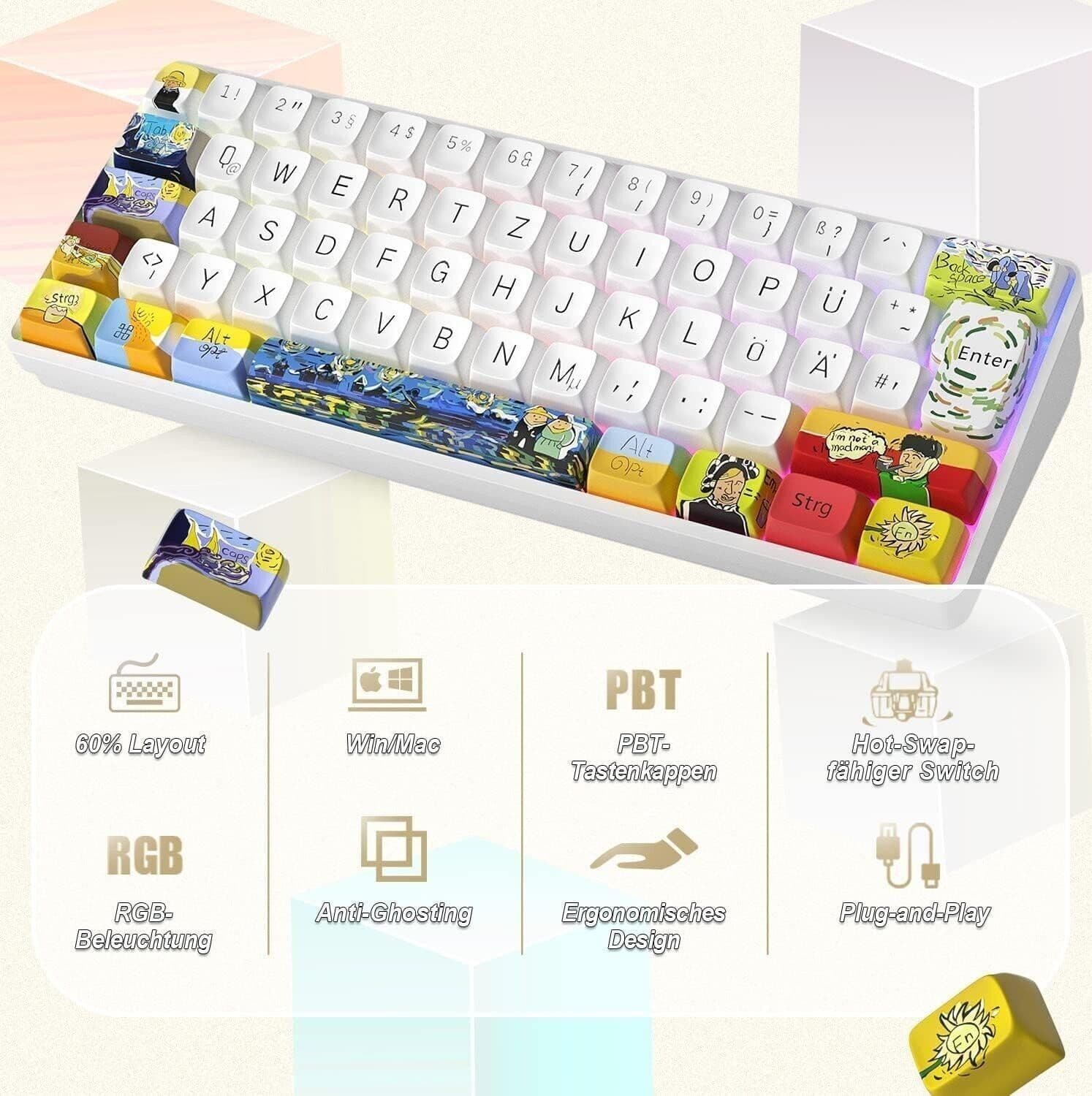 Tastiera meccanica da gioco a 62 tasti, Tastiera compatta con - 5