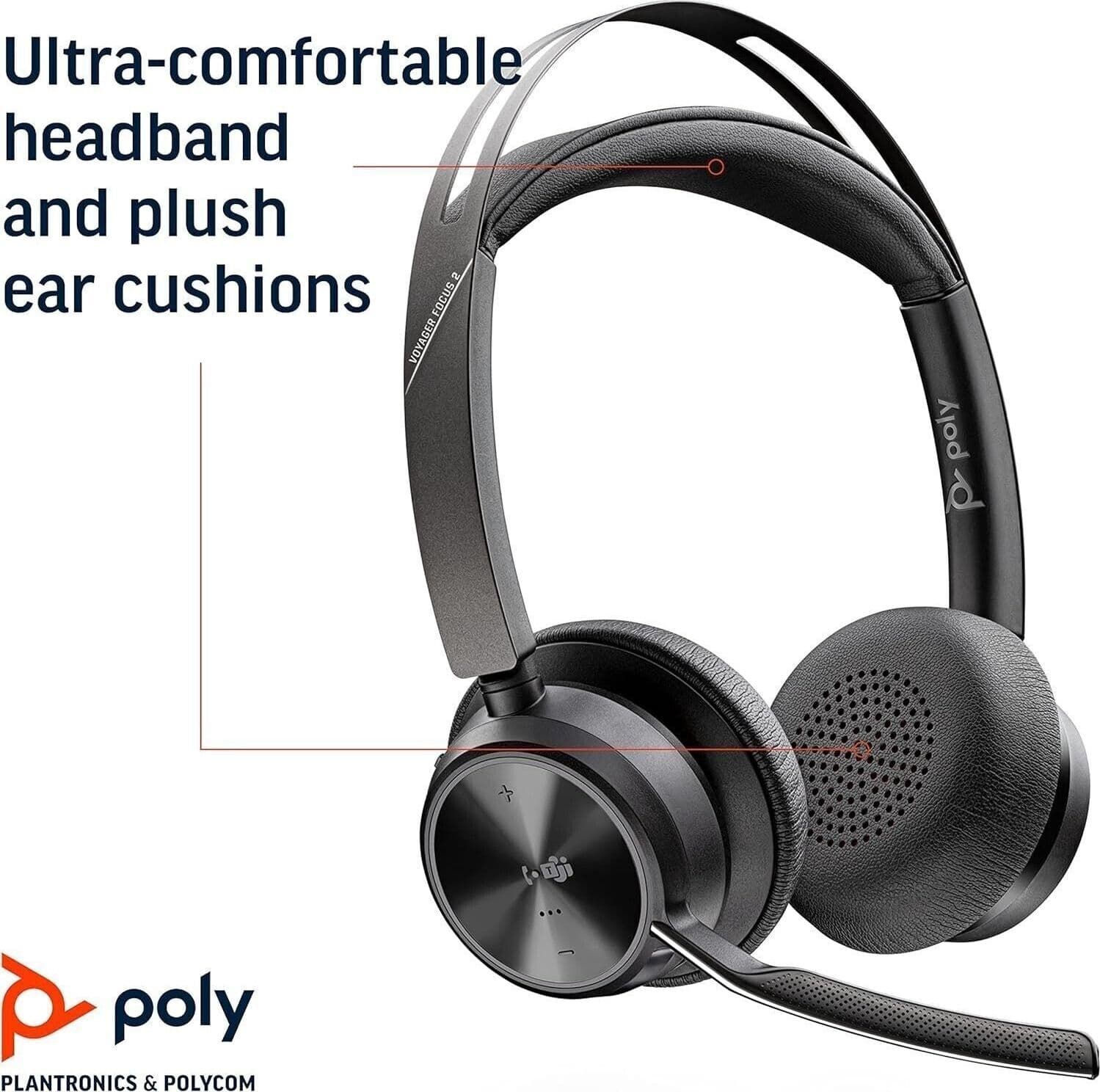 Poly - Cuffie USB-C Voyager Focus UC con supporto (Plantronics) - Bluetooth - 2