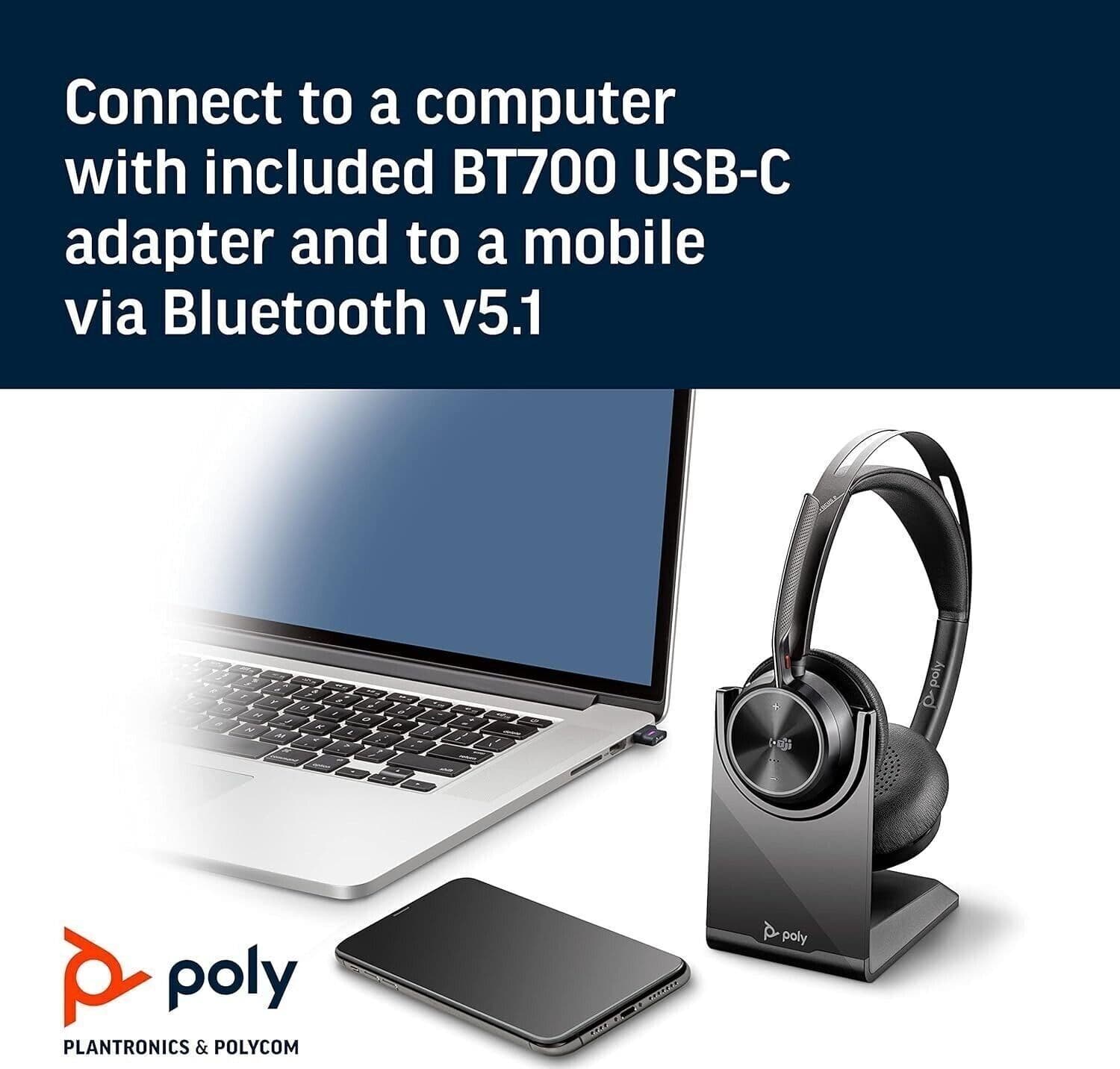 Poly - Cuffie USB-C Voyager Focus UC con supporto (Plantronics) - Bluetooth - 3