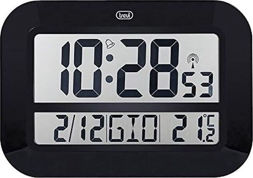 OROLOGIO DIGITALE DA PARETE RADIOCONTROLLATO CON GRANDE DISPLAY 46 CM TREVI nero