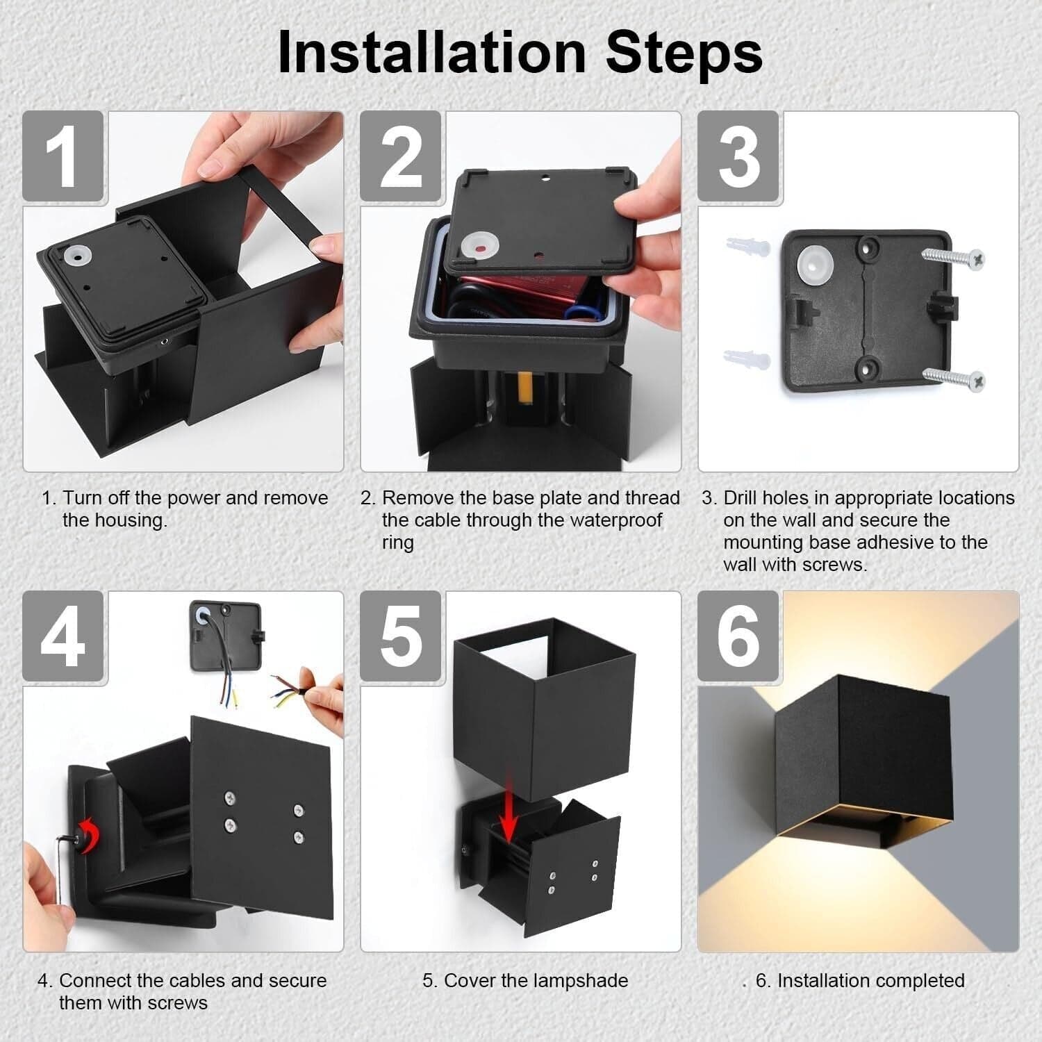 4 Pezzi Applique da Parete Interno/Esterno 10W LED Moderno Lampada da Parete - 3