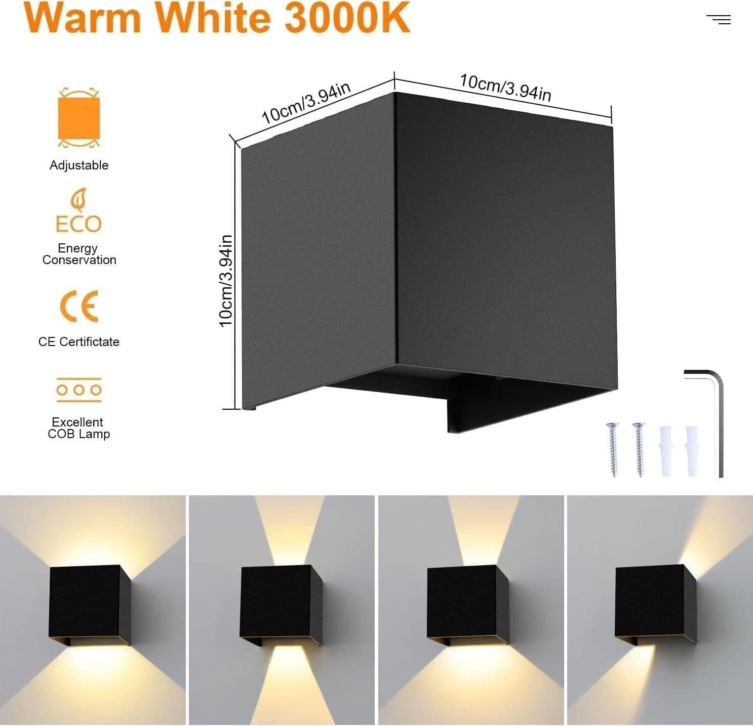 4 Pezzi Applique da Parete Interno/Esterno 10W LED Moderno Lampada da Parete - 5