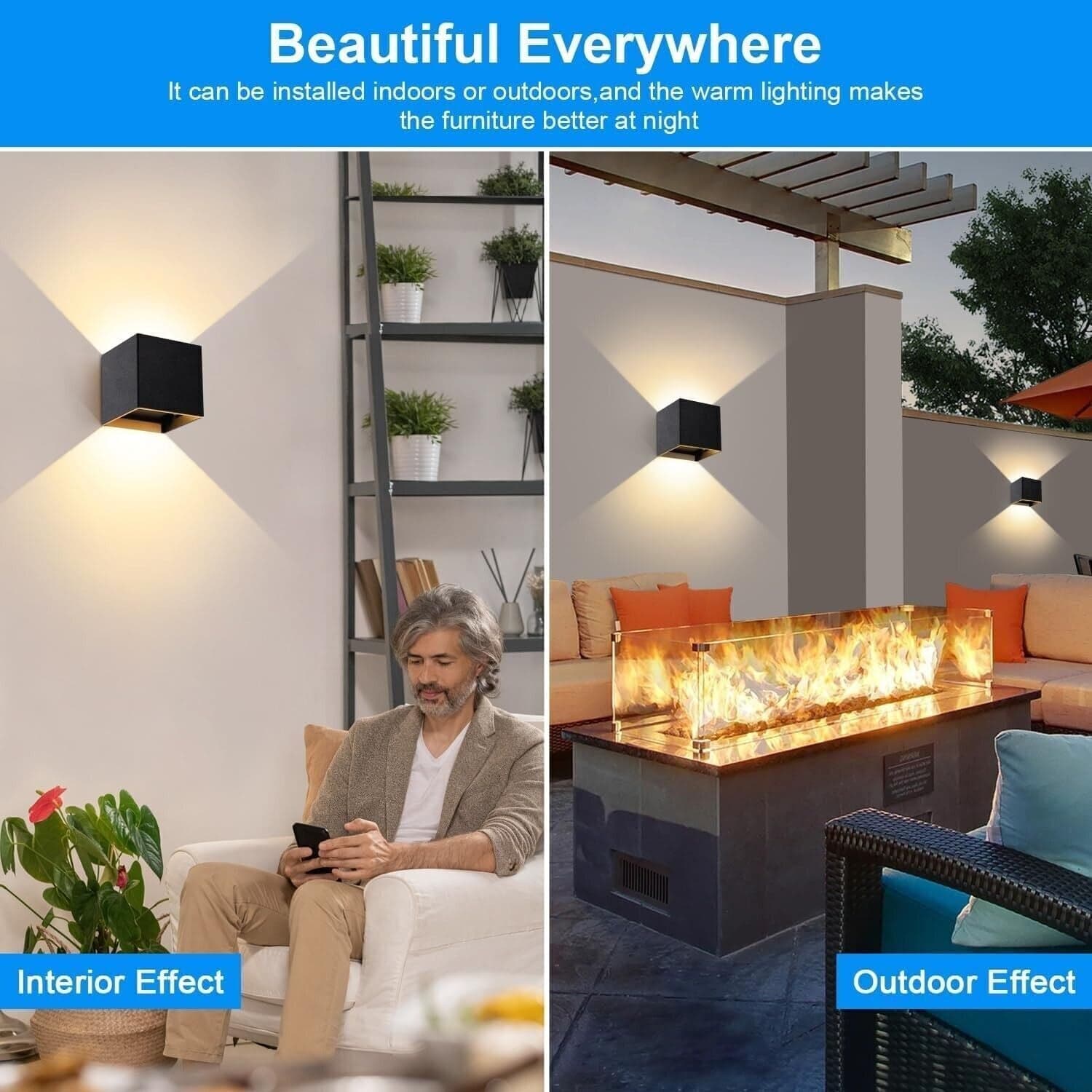 4 Pezzi Applique da Parete Interno/Esterno 10W LED Moderno Lampada da Parete - 7