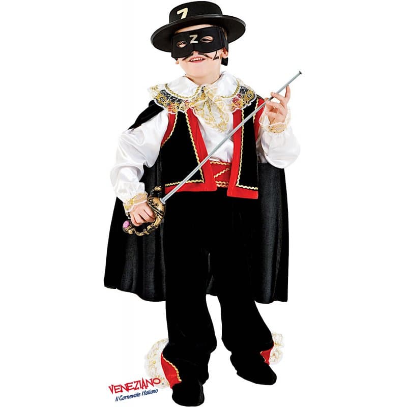 Costume carnevale cavaliere mascherato in velluto da 3 a 6 anni - veneziano 1051 - 3