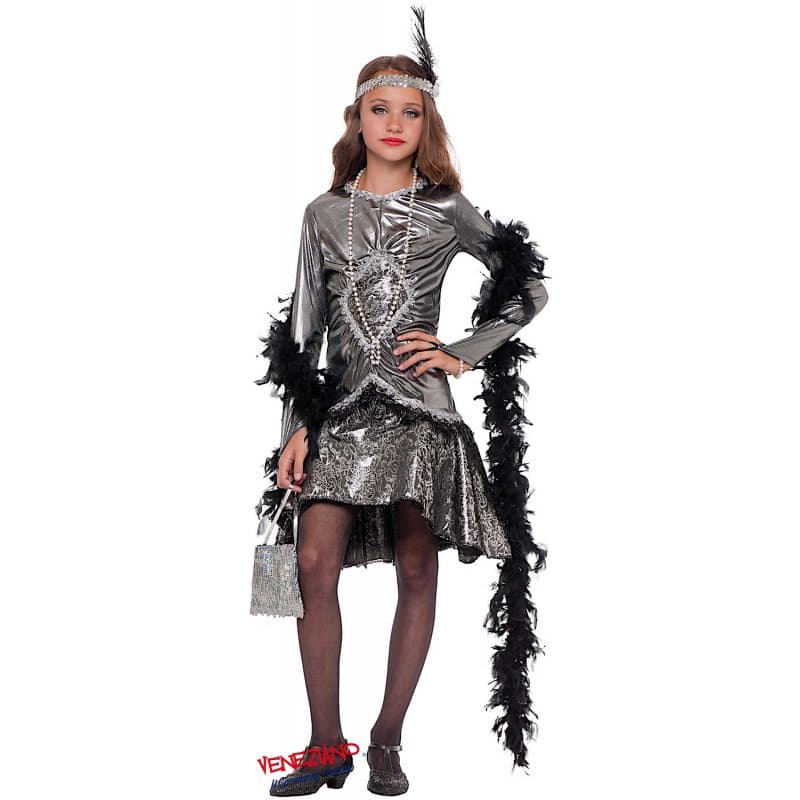 Costume carnevale lady cabaret da 2 a 6 anni - veneziano 3606 - 3