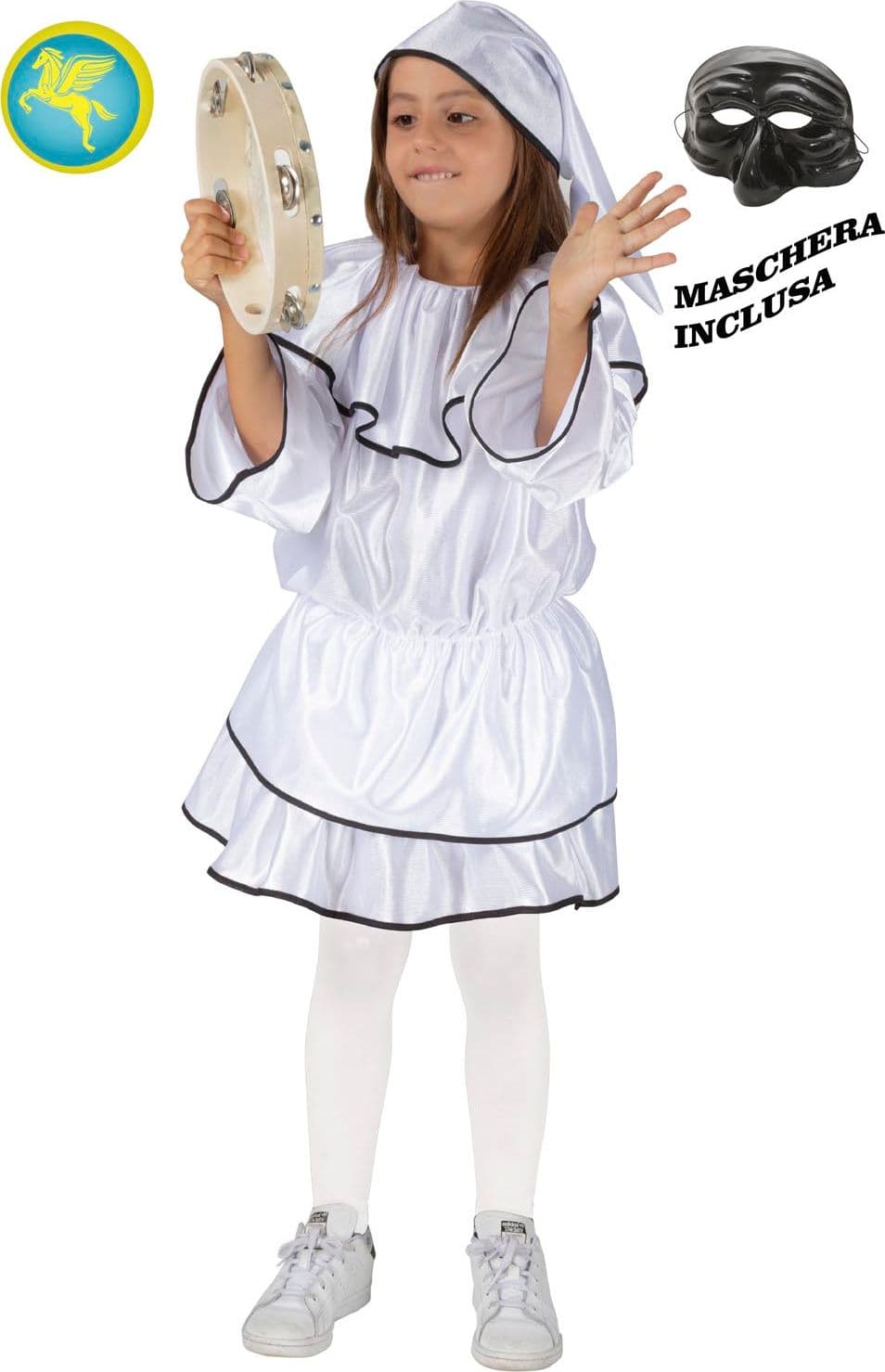 COSTUME CARNEVALE  PULCINELLA BAMBINA DA 5 A 13 ANNI - PEGASUS 1063-A-1 - 2