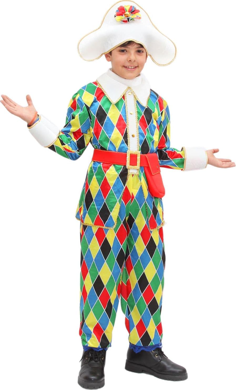 COSTUME CARNEVALE  ARLECCHINO BAMBINO DA 5 A 13 ANNI - PEGASUS 1641 - 2