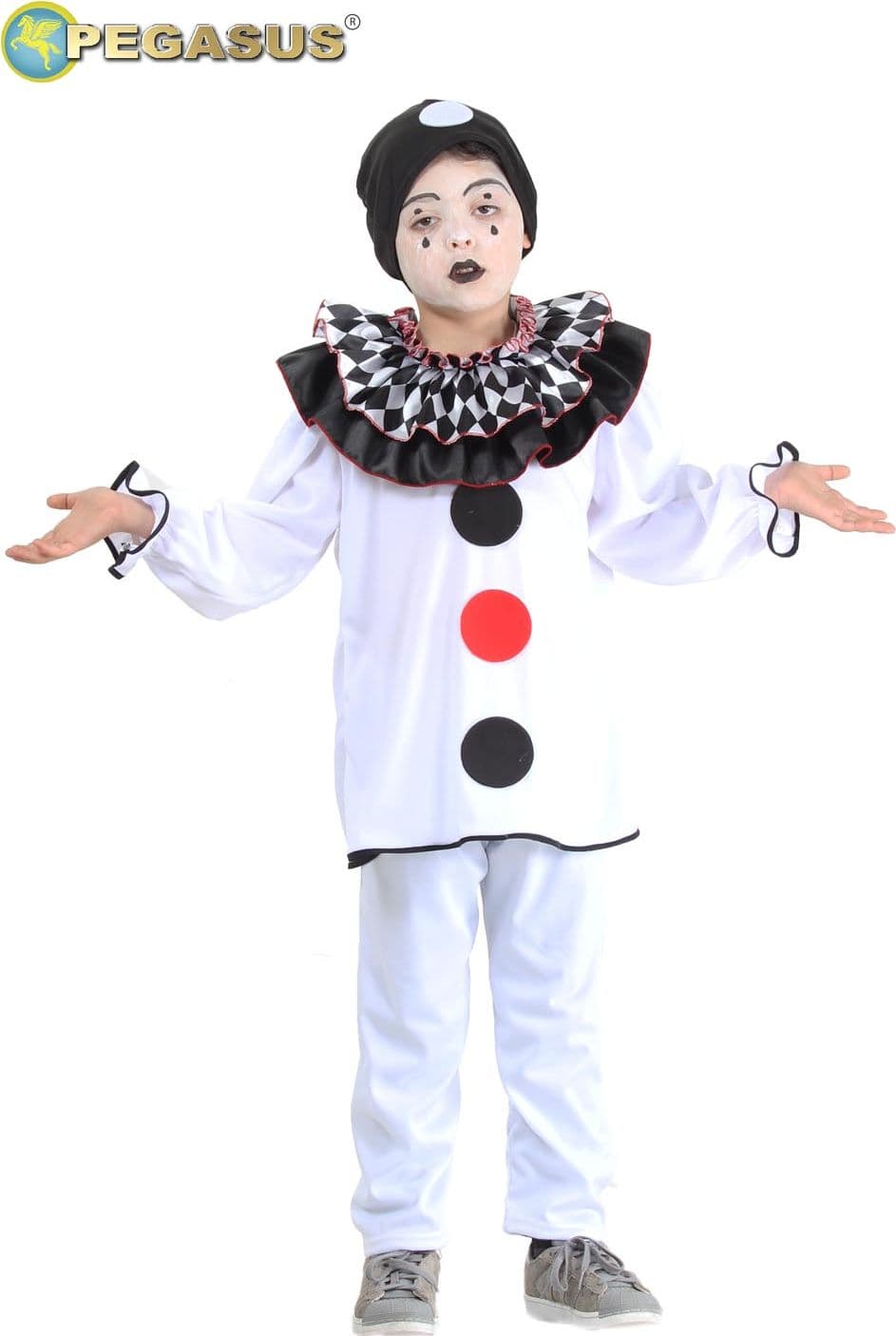 COSTUME CARNEVALE  PIERROT BAMBINO DA 5 A 13 ANNI - PEGASUS 1815 - 2