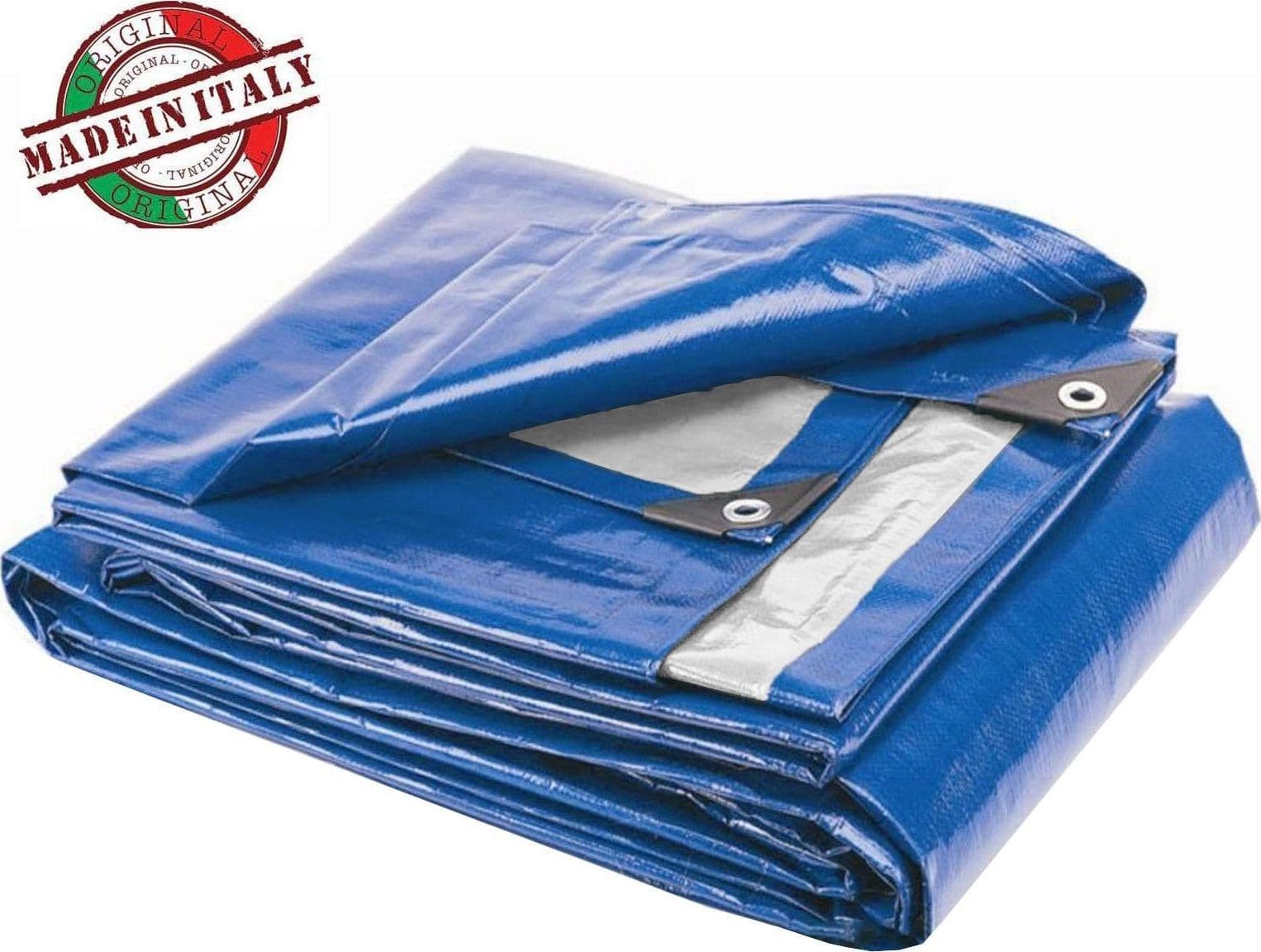 Telo occhiellato con rinforzi angolari impermeabile in polietilene Blu da campeggio 200 gr "Made in Italy" - 2