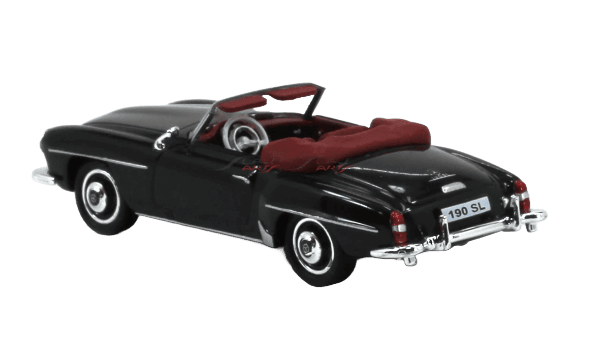 Modellino Ricko 1:87 Mercedes 190 SL (W121 BII) Nero Auto da Collezione - 3