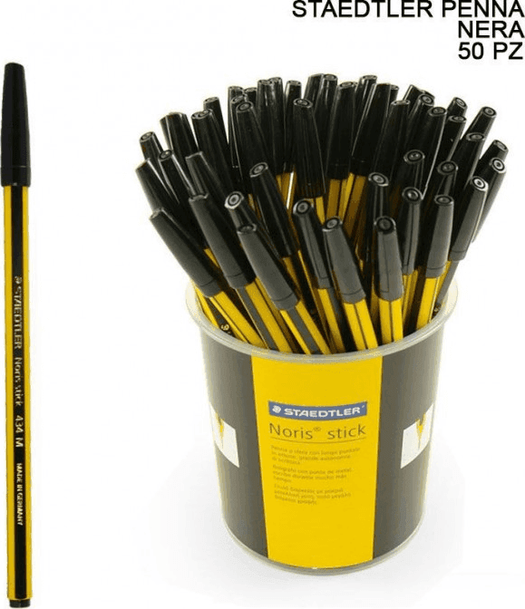 Staedtler  - Noris stick 434 Penna a sfera - Confezione da 50 Pezzi tratto M - Inchiostro Nero