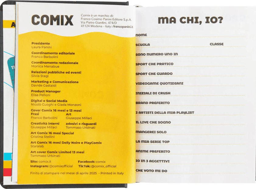 Comix - Diario 16 Mesi 2025/26 - Giornaliero Mini Nero/Bianco - 4