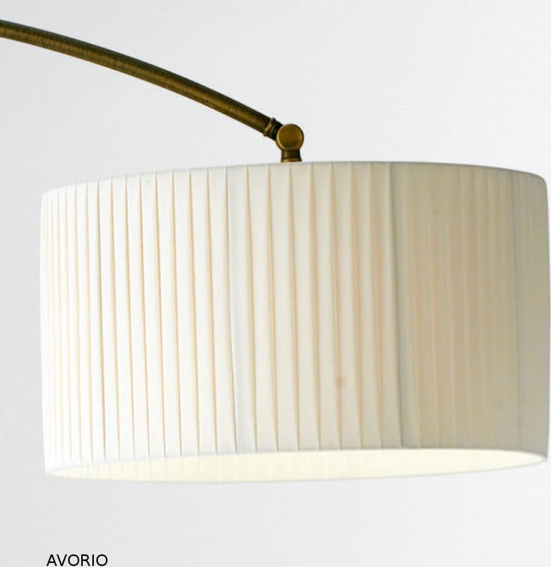 Piantana arco classica LAM 6985 1PG E27 LED dimmerabile metallo tessuto lampada terra - 2