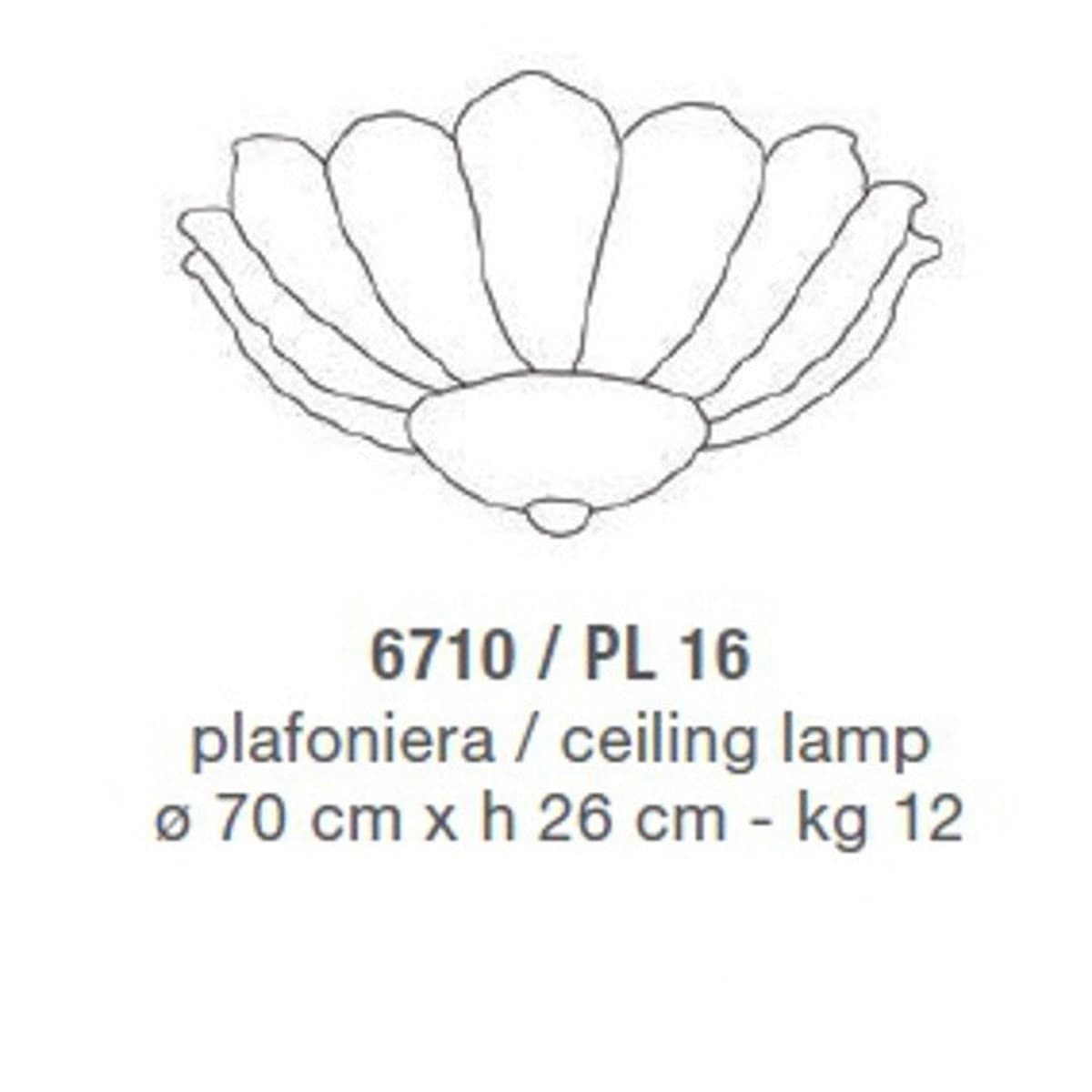 Plafoniera classica LAM 6710 PL16 E14 LED vetro graniglia murano lampada soffitto - 3
