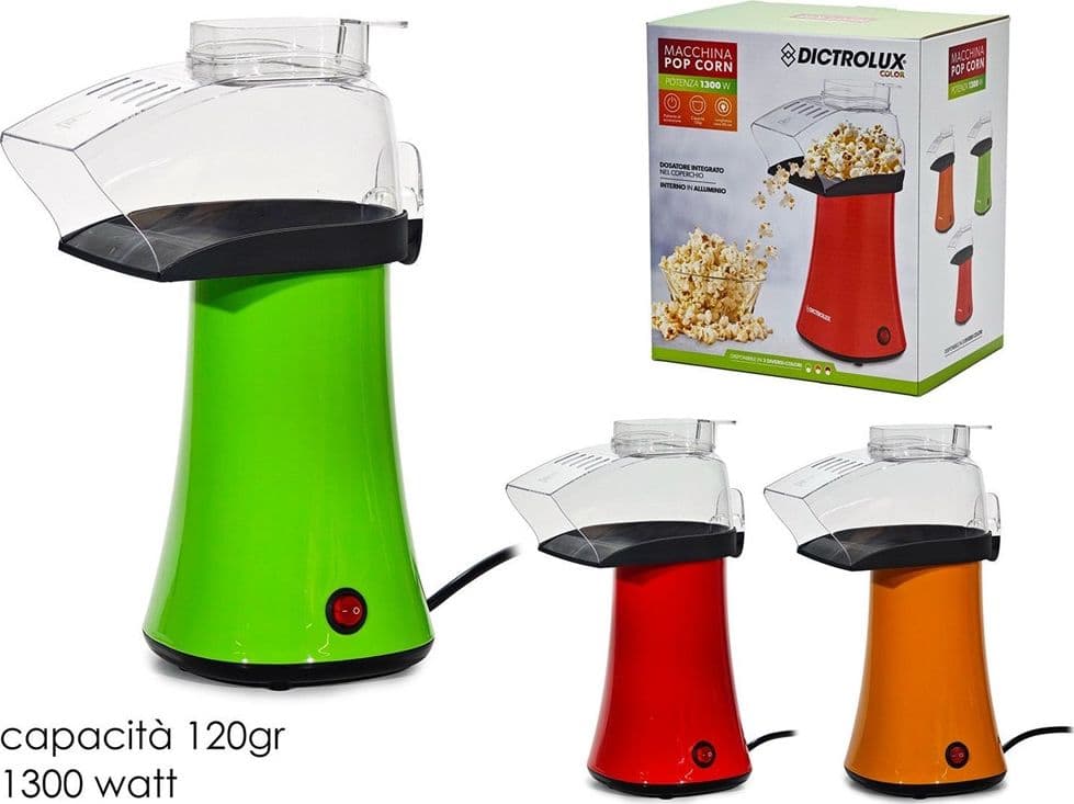 MACCHINA POP CORN ELETTRICA 1300W DOSATORE INTEGRATO CAPACITÀ 120GR INTERNO IN ALLUMINIO - 5