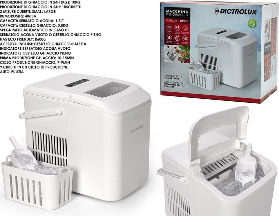 MACCHINA DEL GHIACCIO 105 WATT PORTATILE FUNZIONE AUTO-PULIZIA SPEGNIMENTO AUTOMATICO - 2