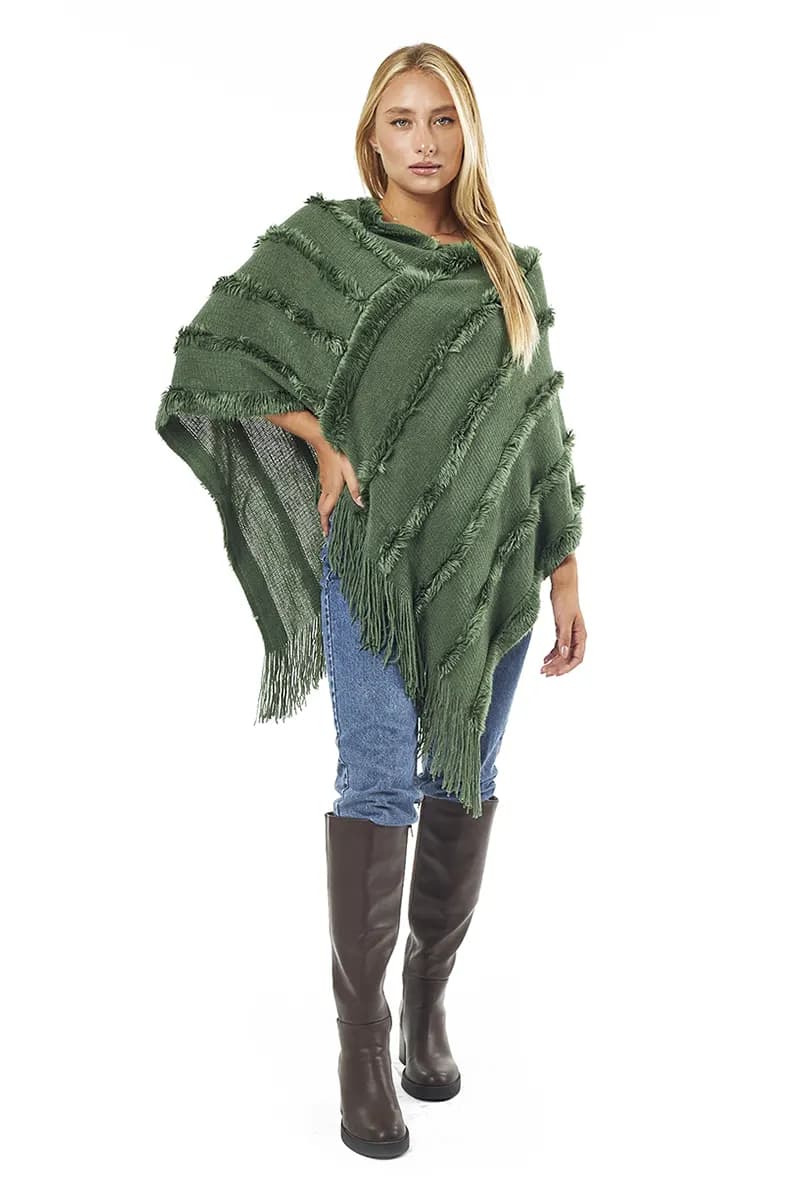 VERDE FASHION | Poncho con frange - 5