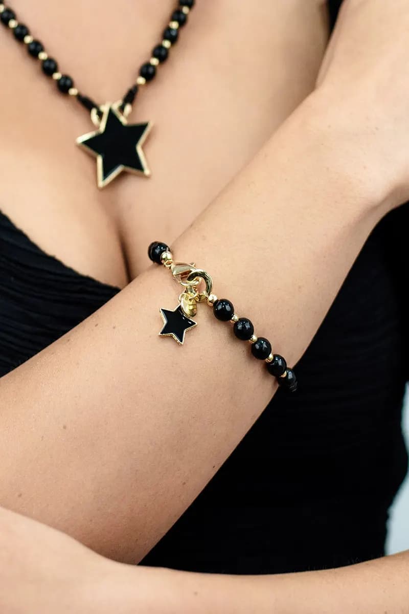 MYA ACCESSORIES | Bracciale con pietre nere con stella - 3