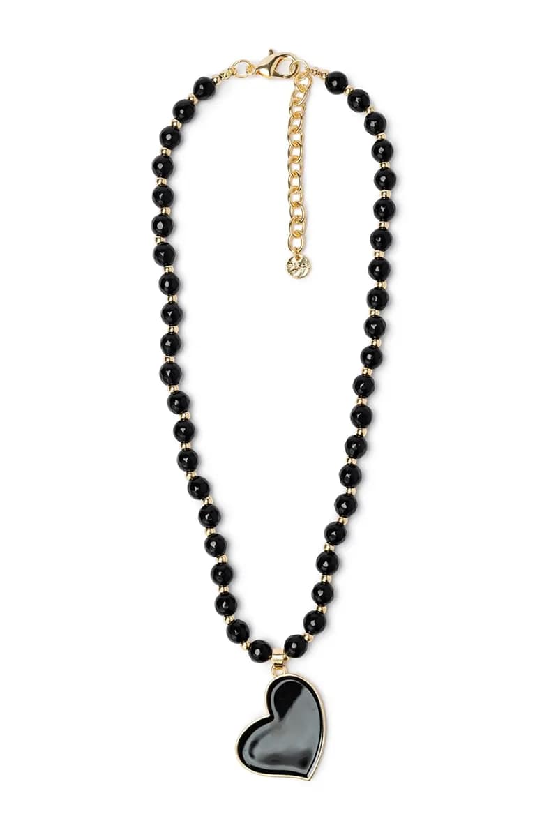 MYA ACCESSORIES | Collana con pietre nere e pendente a cuore - 2