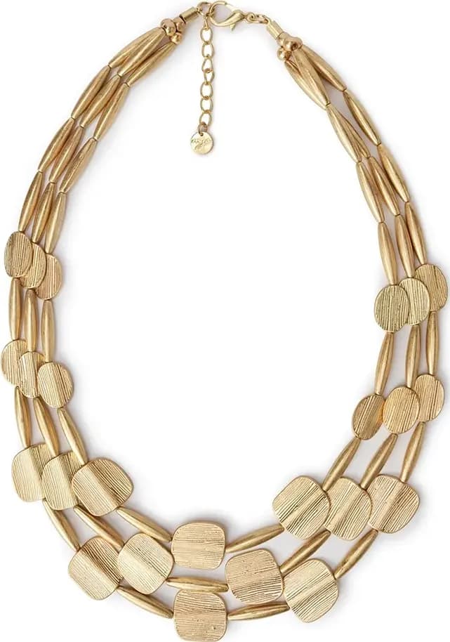 MYA ACCESSORIES | Collana a tre fili con inserti quadrati - 2