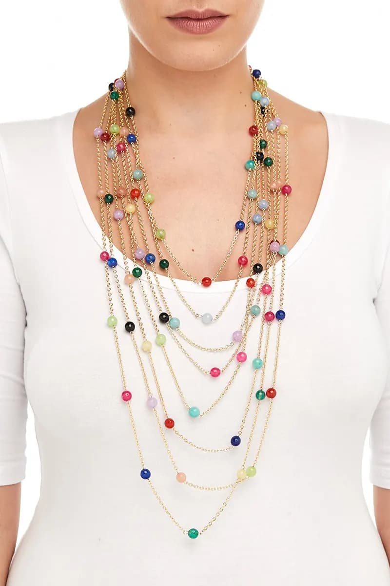MYA ACCESSORIES | Collana multilinee in pepite di vetro - 3