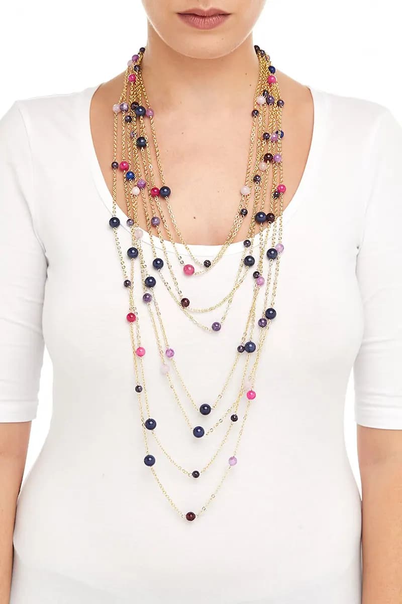 MYA ACCESSORIES | Collana multilinee in pepite di vetro - 2