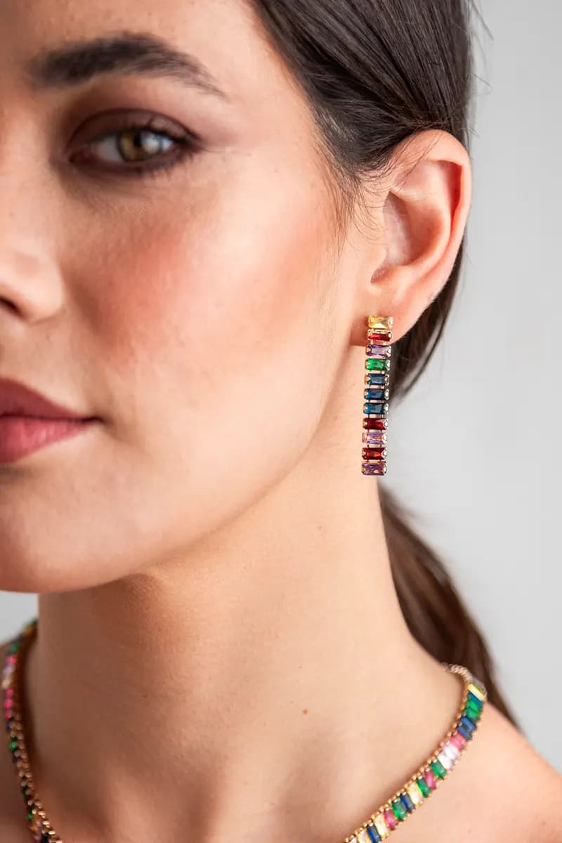 MYA ACCESSORIES | Orecchini pendente con pietre rettangolari - 3