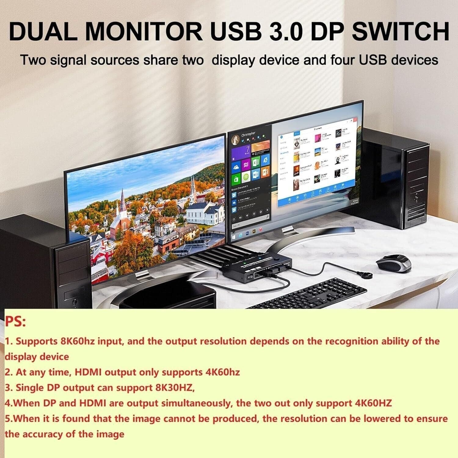 Porta KVM 2 in 2 out ad Definizione per Display ad Definizione - 5