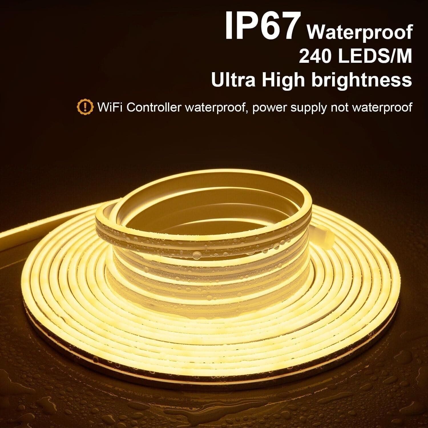 Striscia luminosa a LED al neon, 15 m, per esterni, IP67, impermeabile, bianco - 7