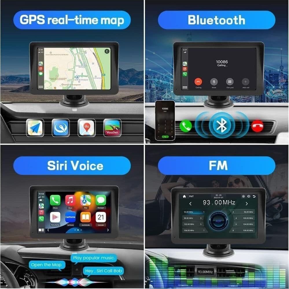 Autoradio Stereo portatile wireless Apple Carplay Android Auto 7 pollici - 6