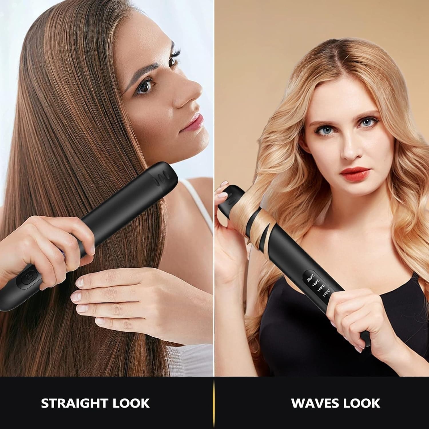 Piastra per capelli e ferro arricciacapelli senza fili wireless 2 in 1  4 livell - 6