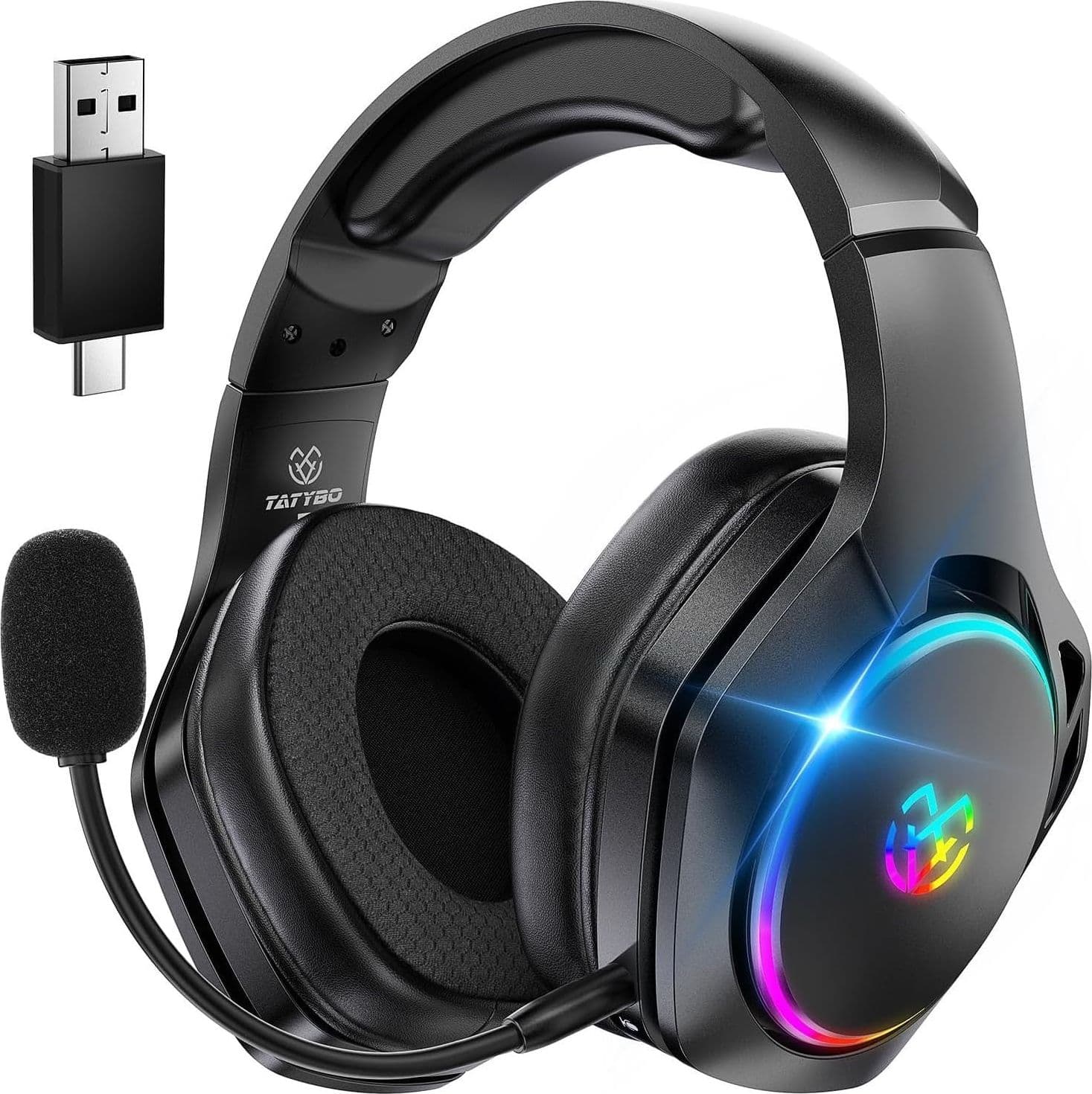 Cuffie da gioco wireless Tatybo per PC/Ps5/PS4 con doppia modalità 2,4 GHz + Blu