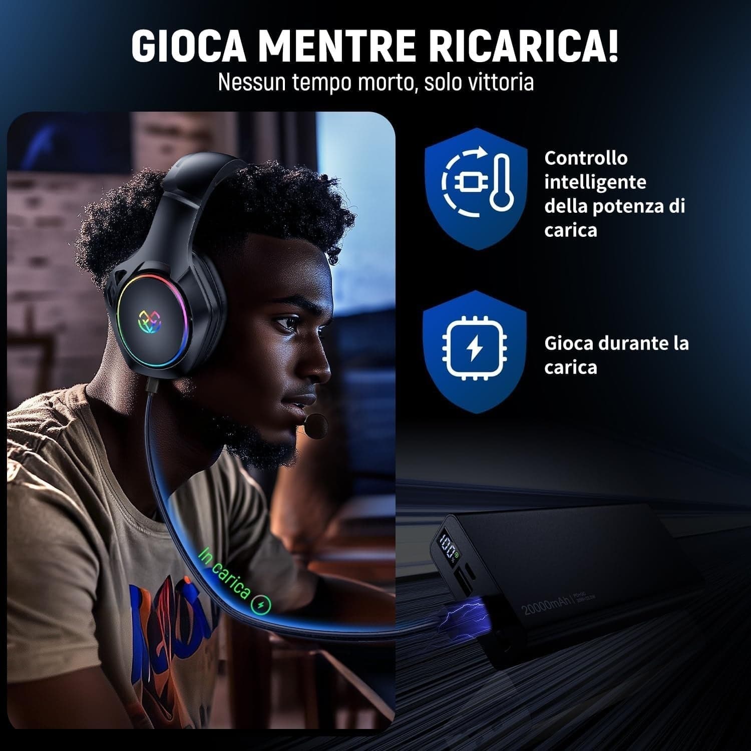 Cuffie da gioco wireless Tatybo per PC/Ps5/PS4 con doppia modalità 2,4 GHz + Blu - 5