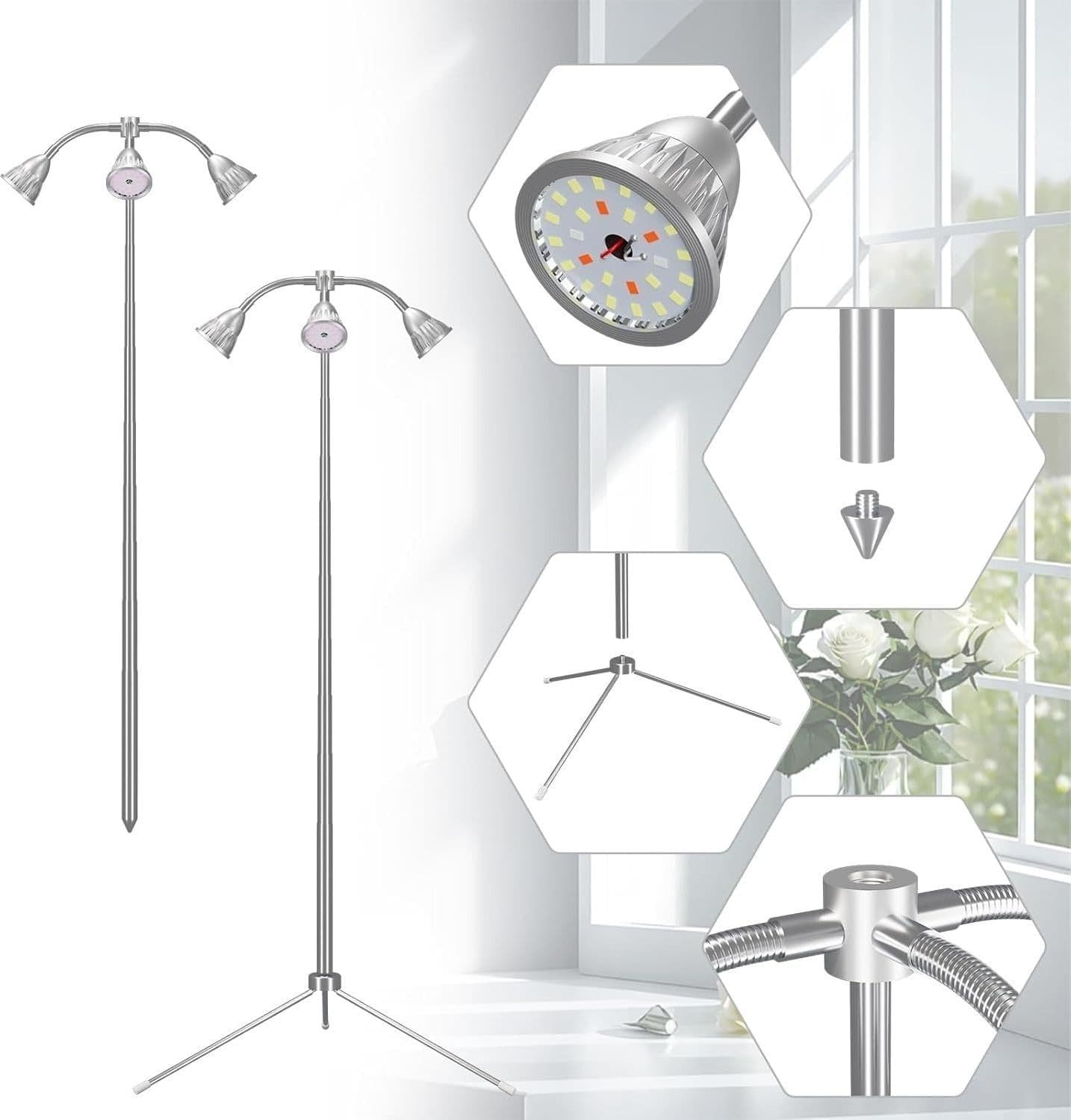 Lampada per la coltivazione di piante a LED per piante a spettro completo a 360° - 7