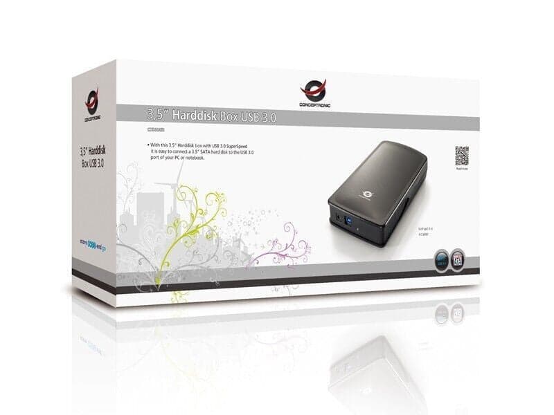 Conceptronic Contenitore di unità di archiviazione, Box esterno HDD Grafite - 5