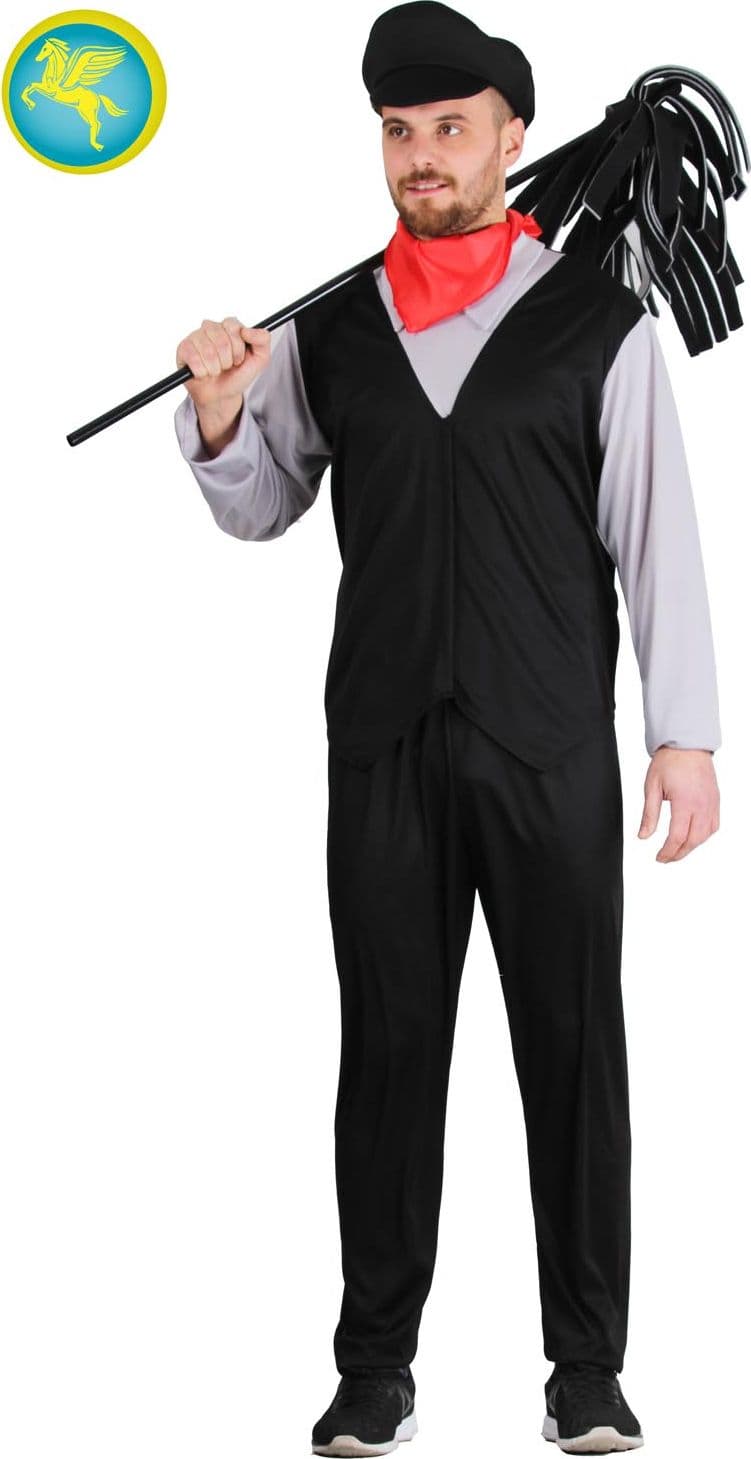 COSTUME CARNEVALE  SPAZZACAMINO ADULTO DALLA TAGLIA M A XXL - PEGASUS 8539-A-1 - 2