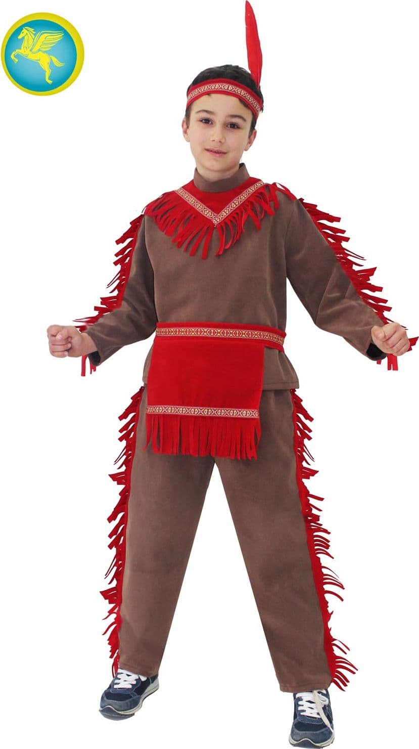 COSTUME CARNEVALE  INDIANO BAMBINO DA 3 A 12 ANNI - PEGASUS 7049 - 2
