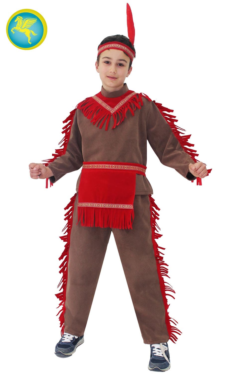 COSTUME CARNEVALE  INDIANO BAMBINO DA 3 A 12 ANNI - PEGASUS 7049 - 2