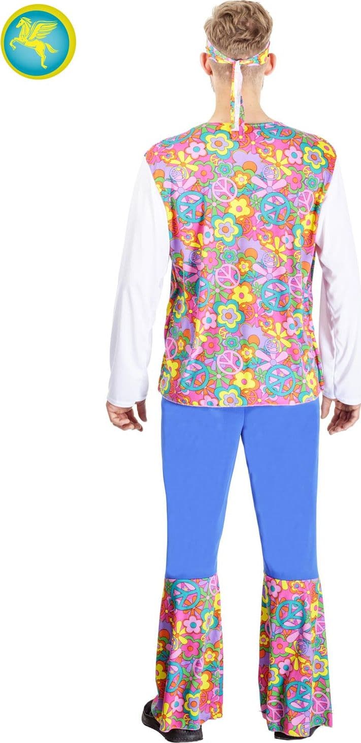 COSTUME CARNEVALE  HIPPIE UOMO ADULTO DALLA TAGLIA M ALLA L - PEGASUS 8089-A-1 - 3