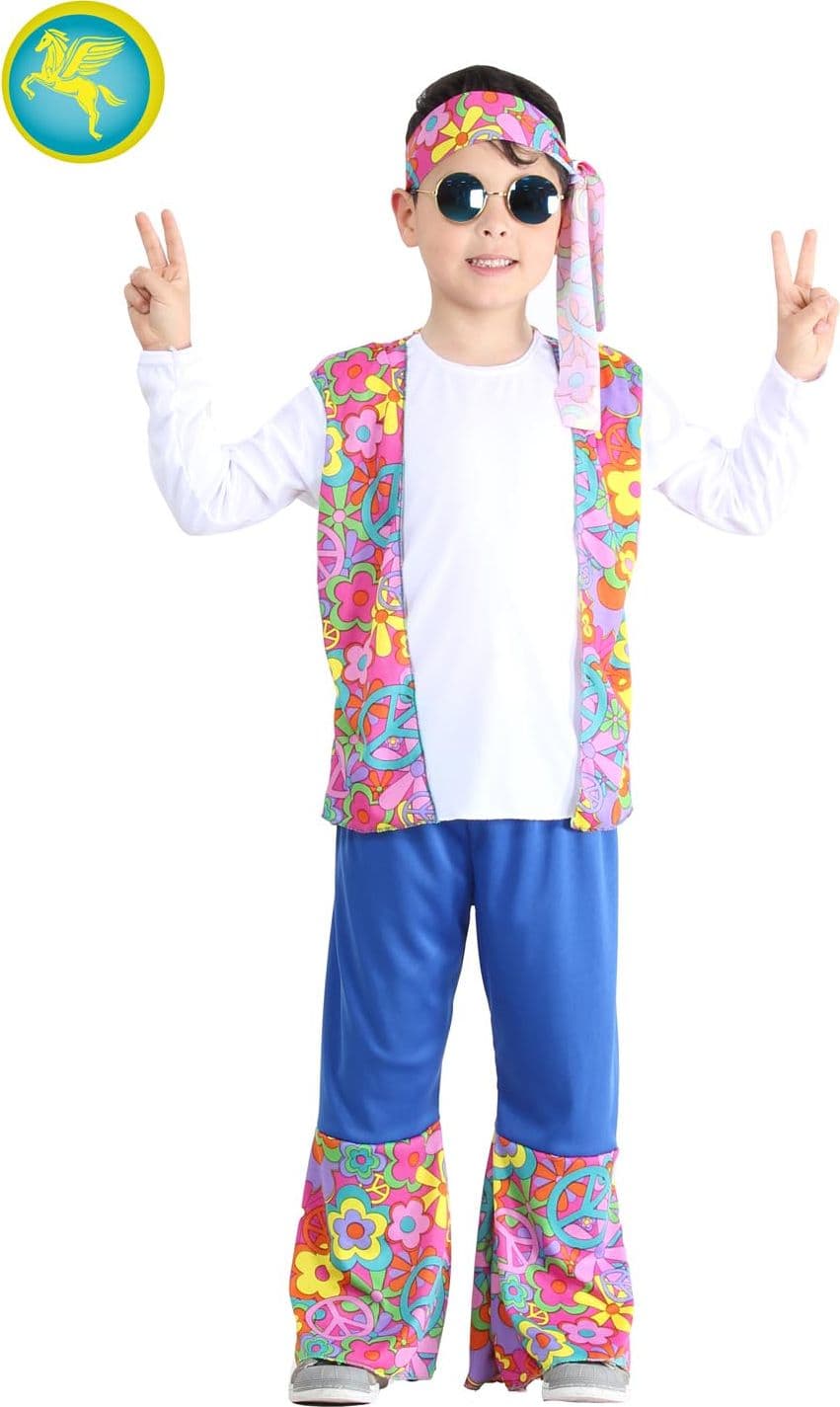 COSTUME CARNEVALE  HIPPIE BAMBINO DA 5 A 10 ANNI - PEGASUS 8089-A-2 - 2