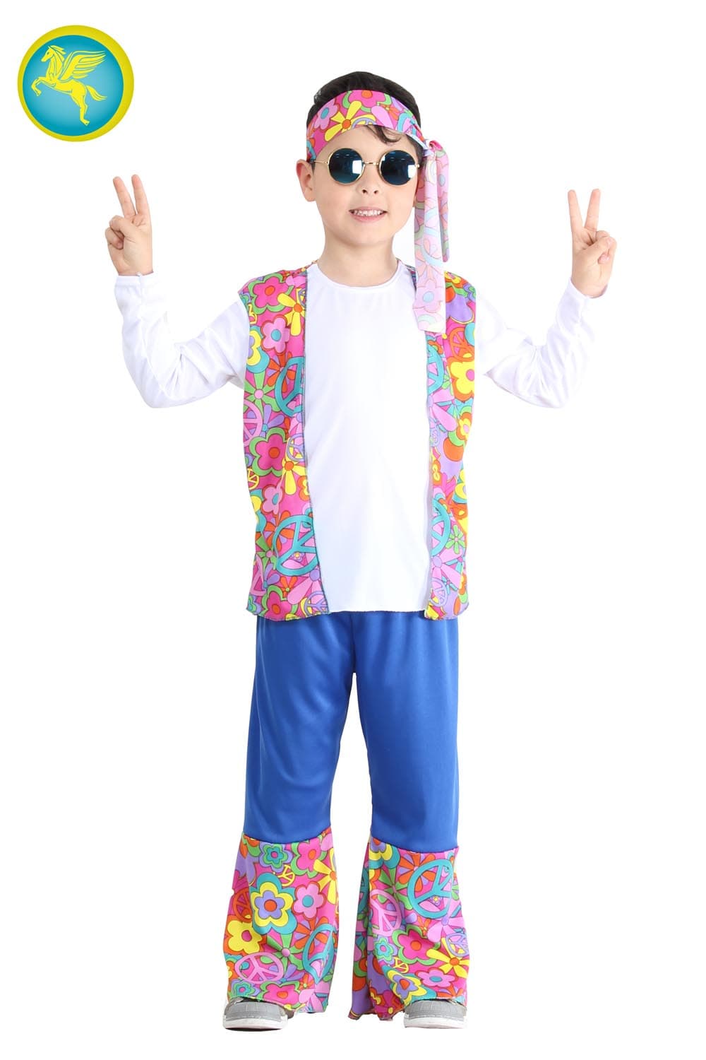 COSTUME CARNEVALE  HIPPIE BAMBINO DA 5 A 10 ANNI - PEGASUS 8089-A-2 - 2