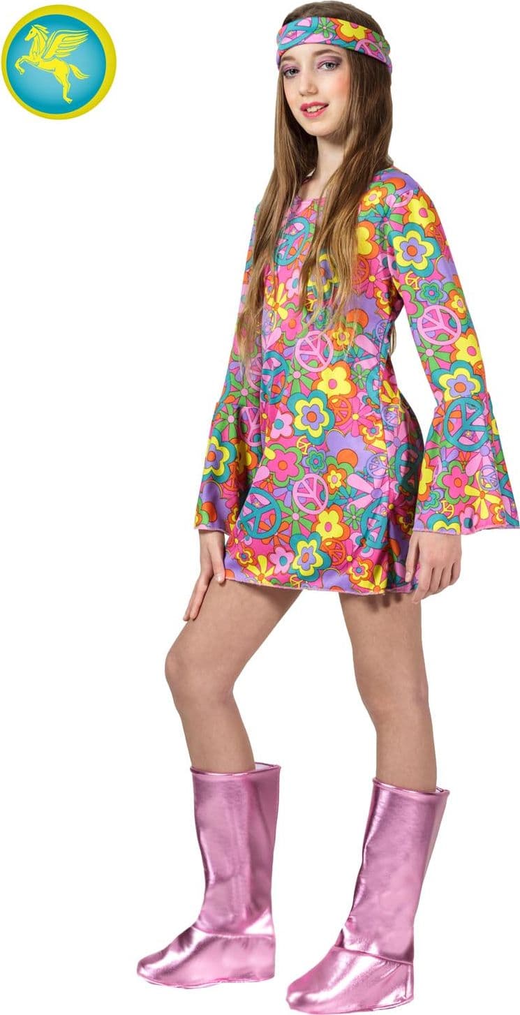 COSTUME CARNEVALE  HIPPIE BAMBINA DA 5 A 12 ANNI - PEGASUS 8088-A-2 - 2