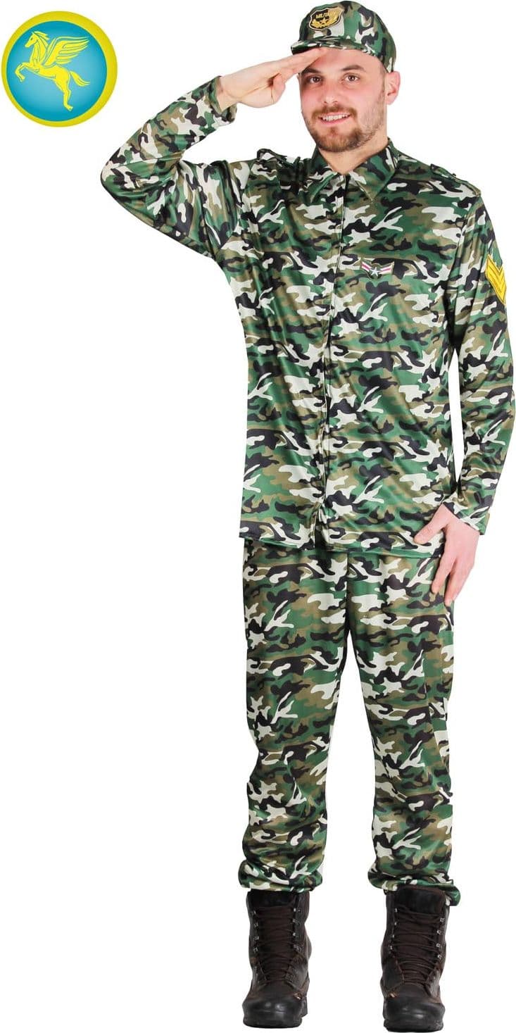 COSTUME CARNEVALE MILITARE UNISEX DALLA TAGLIA S ALLA L - PEGASUS 8544 - 3