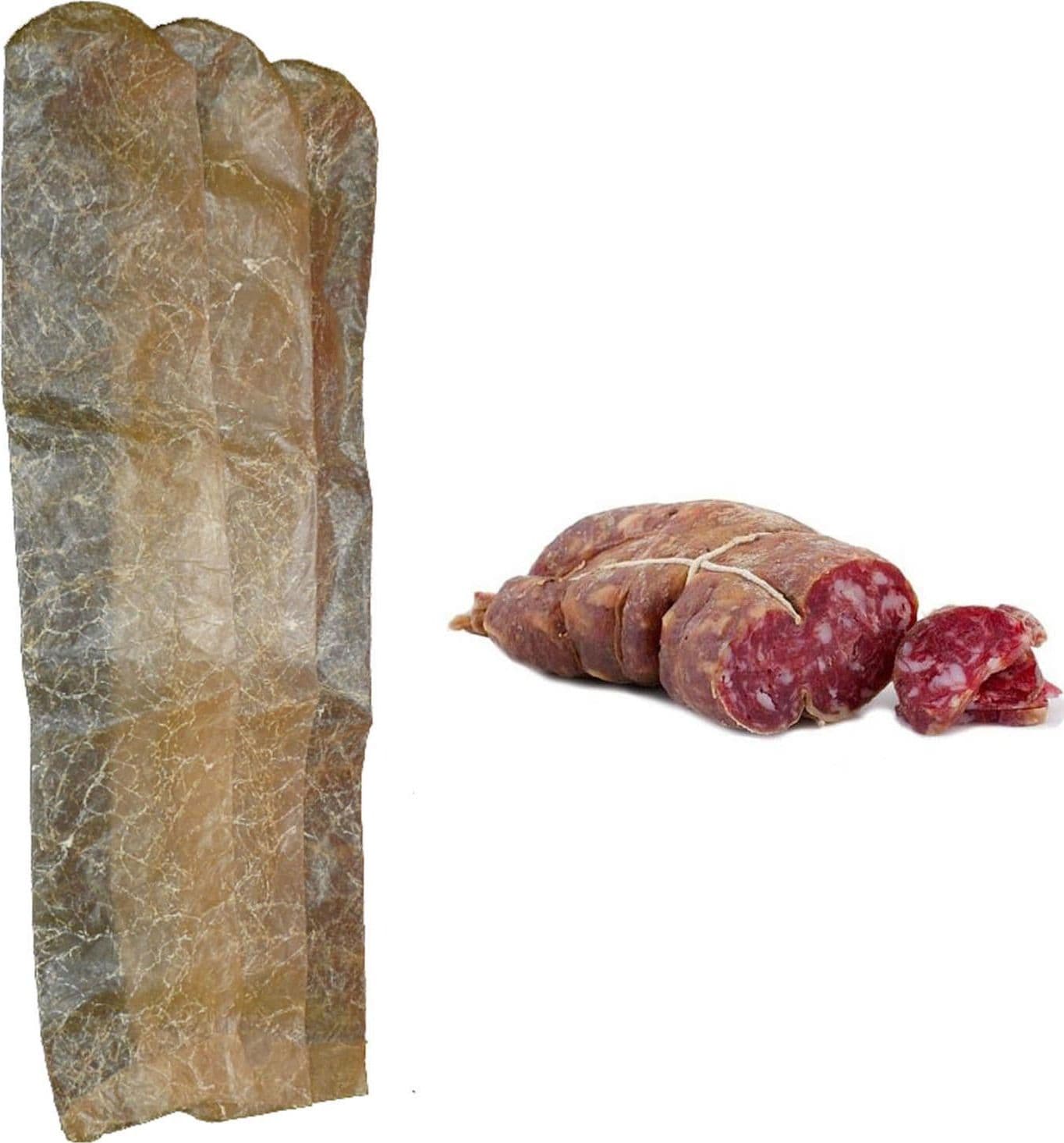 Collati dritti a sacchetto per salami e soppressata veli di budello naturali da 8,5 x 30 cm - 3