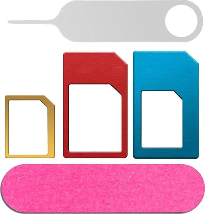 Adattatore per scheda SIM Convertitore kit adattatore per scheda SIM Nano Micro Standard 5 in 1 con carta vetrata e strumento - 2