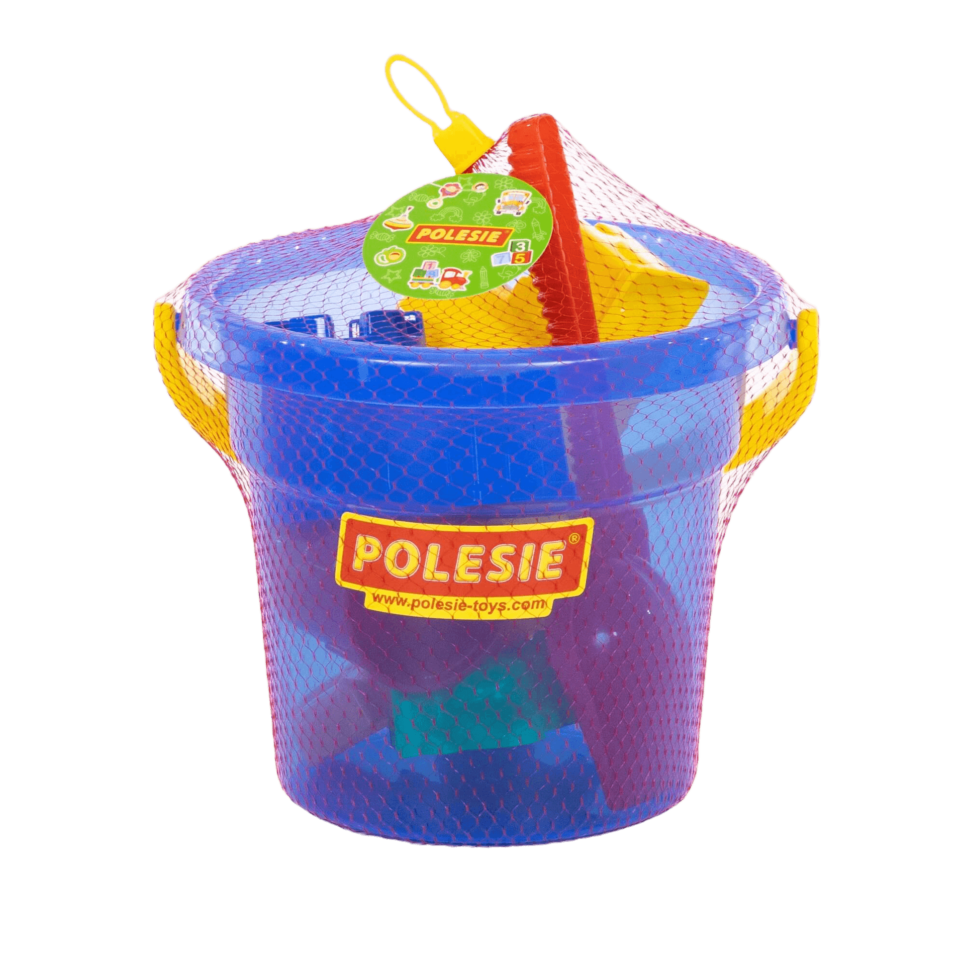 Giocattoli Spiaggia per Bambini Secchiello con Paletta e Stampi Colorati Polesie Blu - 2
