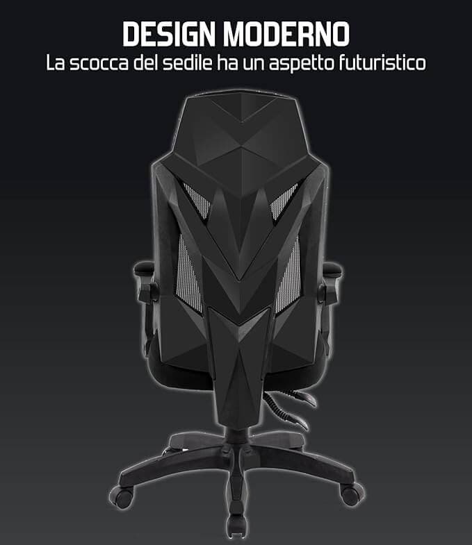 Spirit of Game Sedia Gamer Hellcat Nera in Tessuto Traspirante con Poggiatesta Imbottito - 2