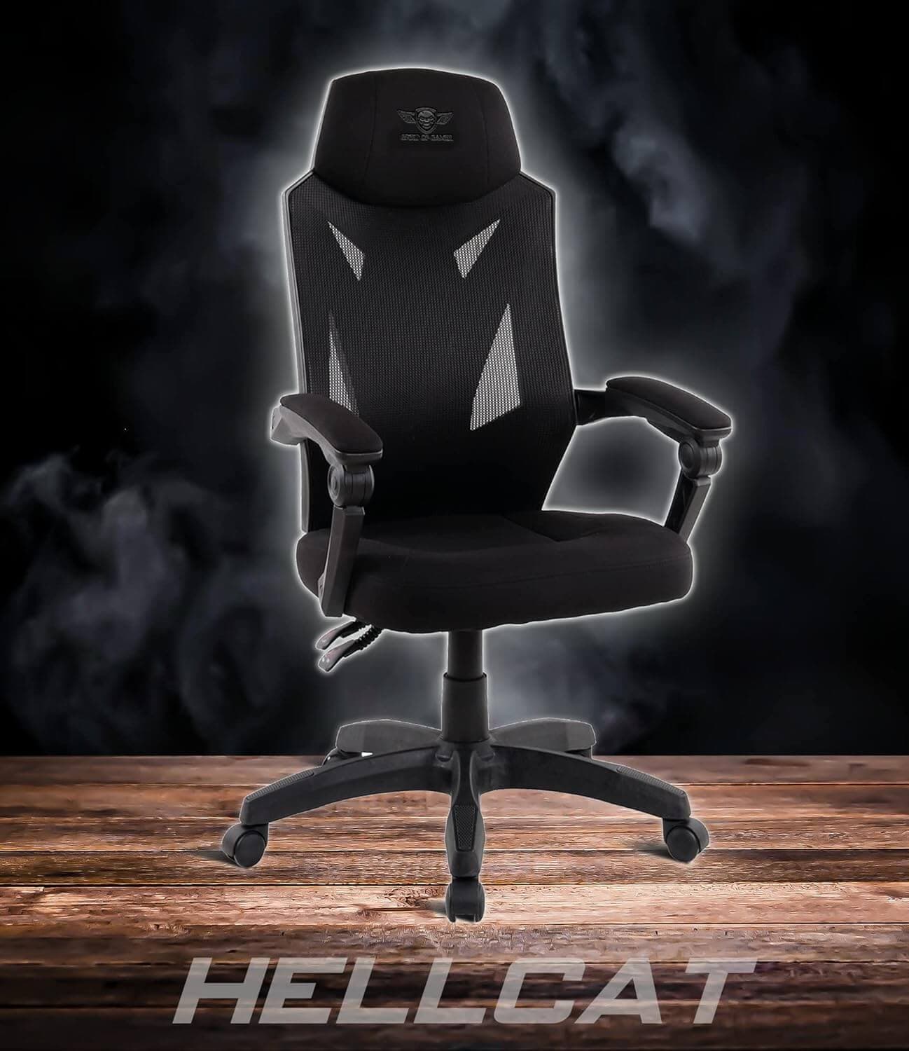 Spirit of Game Sedia Gamer Hellcat Nera in Tessuto Traspirante con Poggiatesta Imbottito - 5