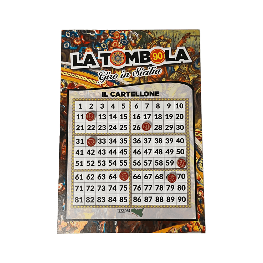 Tombola "Giro Di Sicilia" Gioco Da Tavola In Compagnia Tombola Natalizia Tesori Di Sicilia Cartellone E Cartelle A Sfondo Siciliano - 2